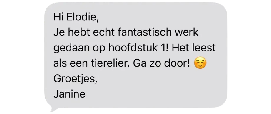 Positieve recensie over Elodie Kona als schrijfcoach